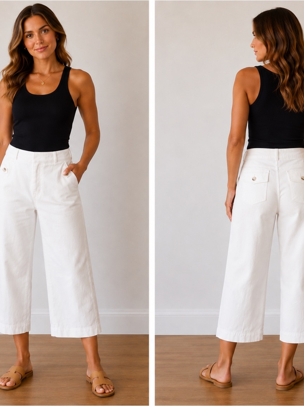 SPANX White High-Rise Wide Leg Crop Pants